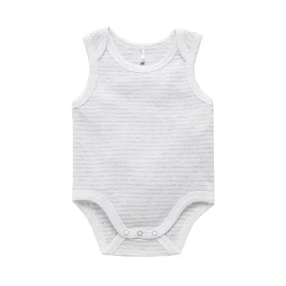 Purebaby Organic Singlet Bodysuit - Pale Grey Melange Stripe