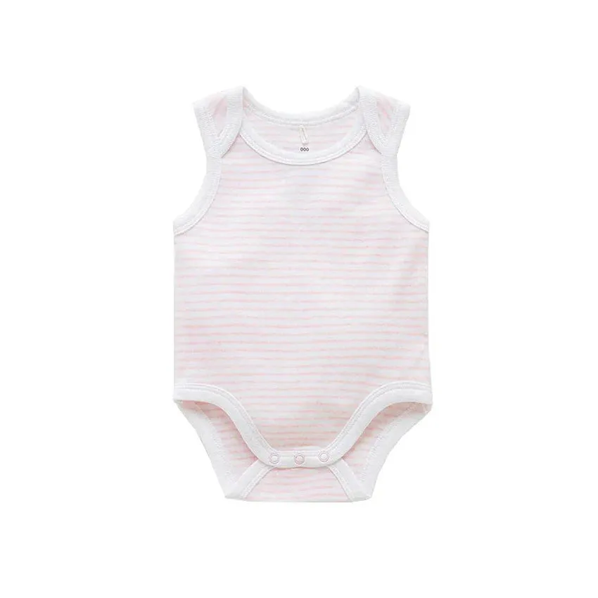 Purebaby Organic Singlet Bodysuit - Pale Pink Melange Stripe