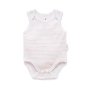 Purebaby - Singlet Bodysuit - Pale Pink Melange Stripe