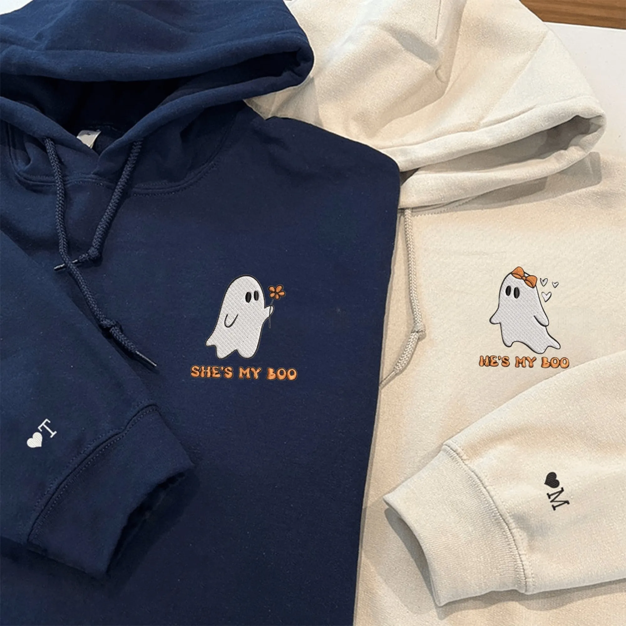 "He's My Boo & She's My Boo" Cute Ghost Couple Matching Hoodies – Perfect Custom Gift for Partners