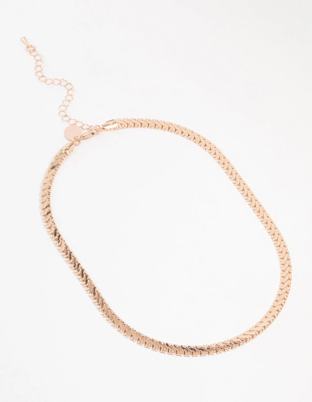 Rose Gold Plated Flat Edged Detailed Necklace