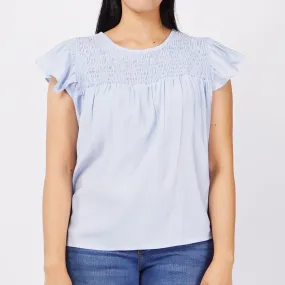 RRJ Basic Tees for Ladies Regular Fitting Trendy fashion Casual Top Blue Tees for Ladies 145086 (Blue)