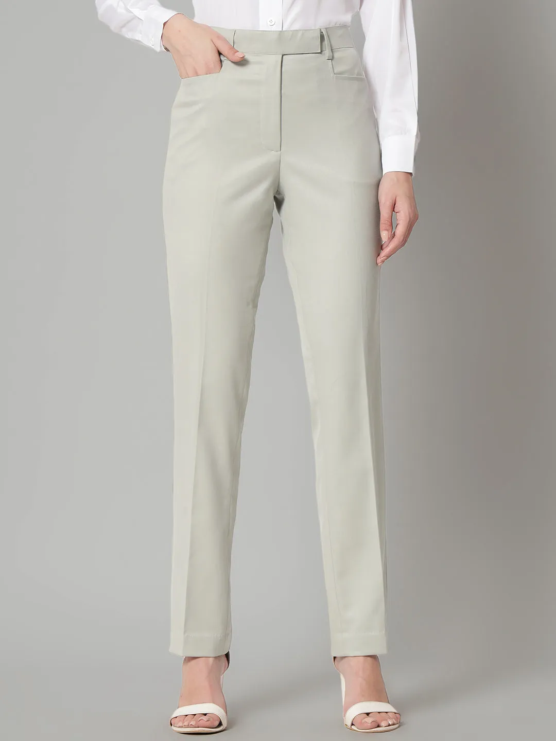 Sage Green Poly Cotton Formal Trouser