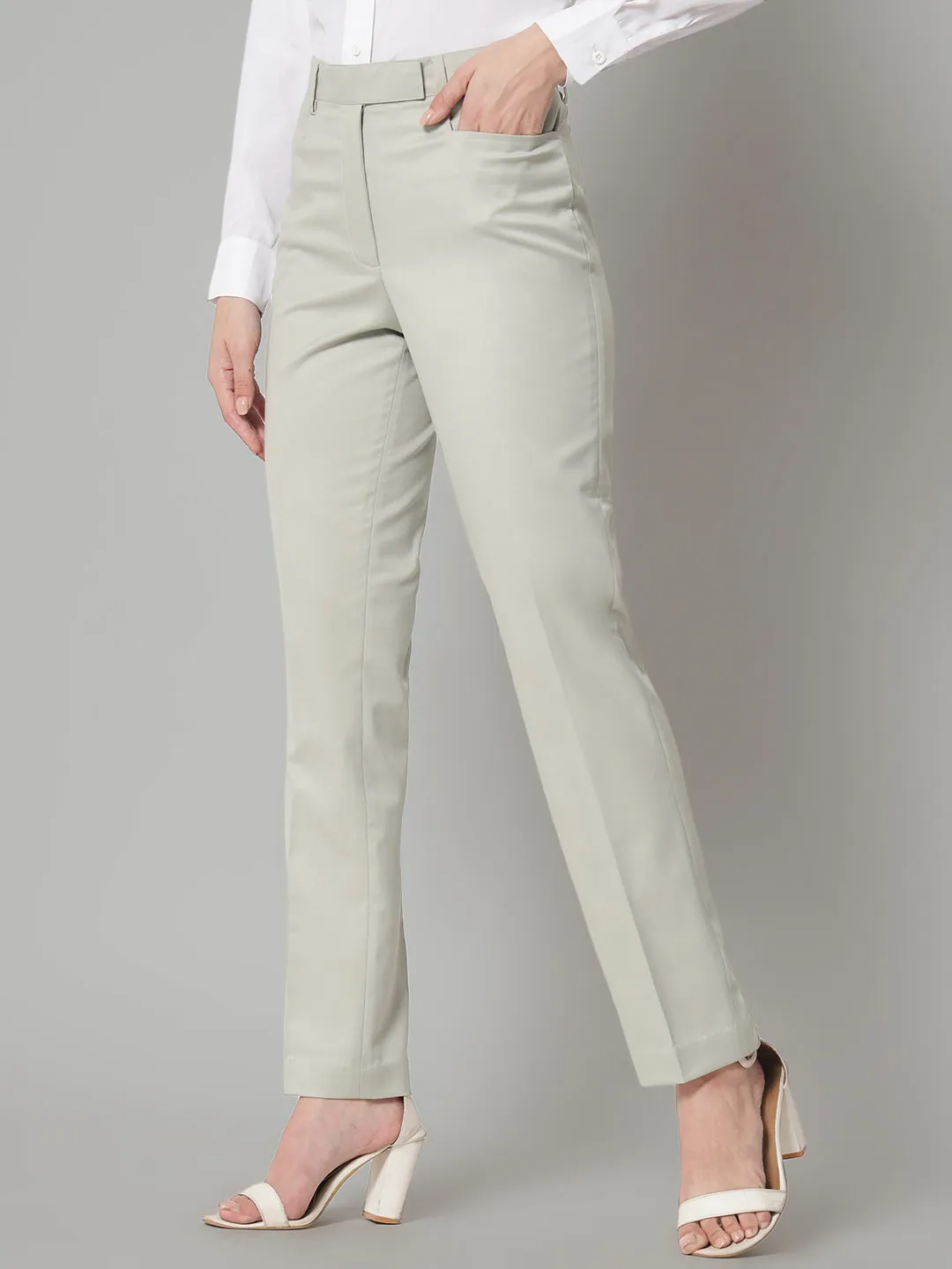 Sage Green Poly Cotton Formal Trouser