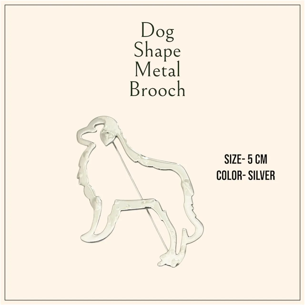 Silver Dog Shape Metal Brooch