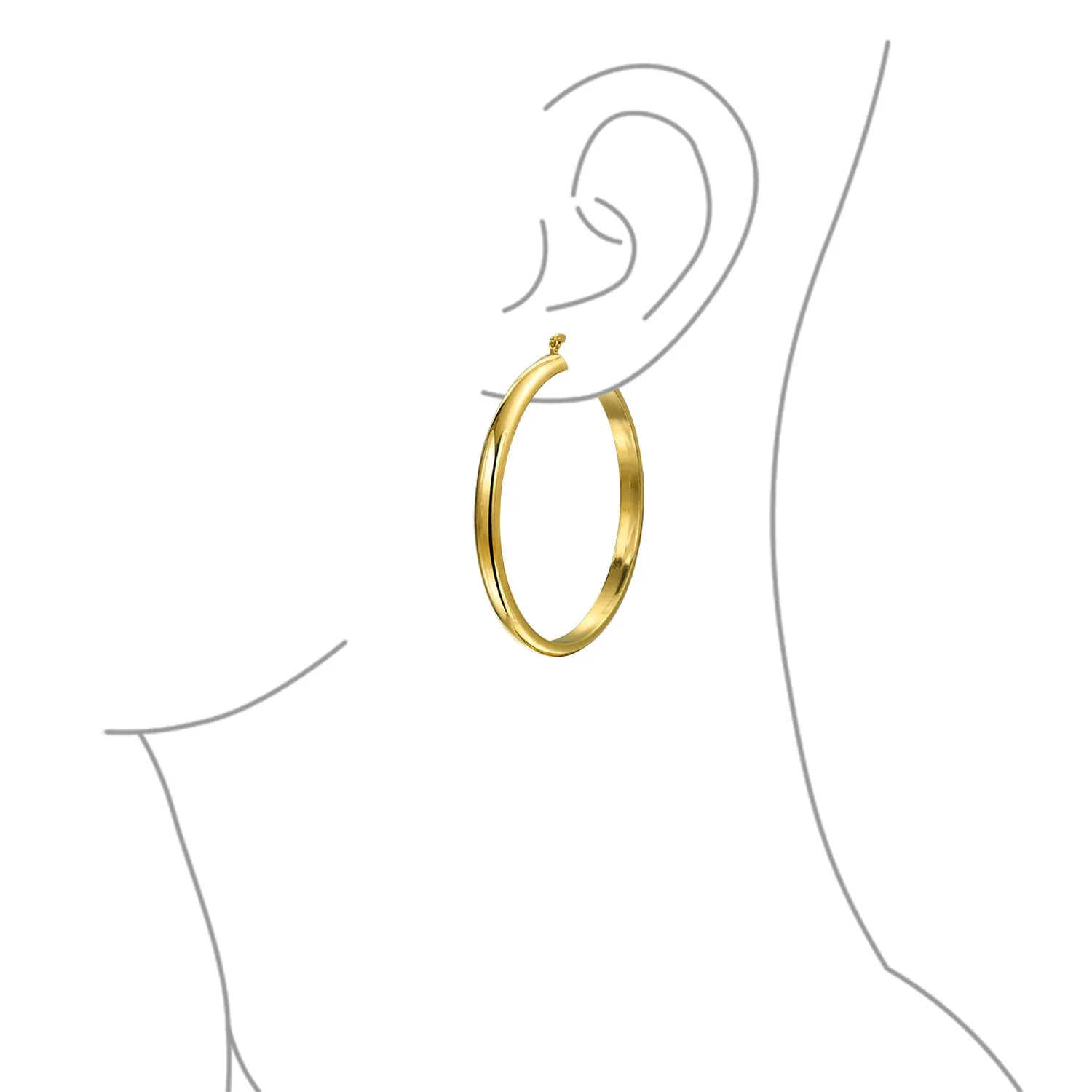 Simple Statement Hoop Huggie Earrings 18K Gold Plated 2.5 Inch Diameter