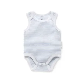 Singlet Bodysuit - Pale Blue Melange Stripe