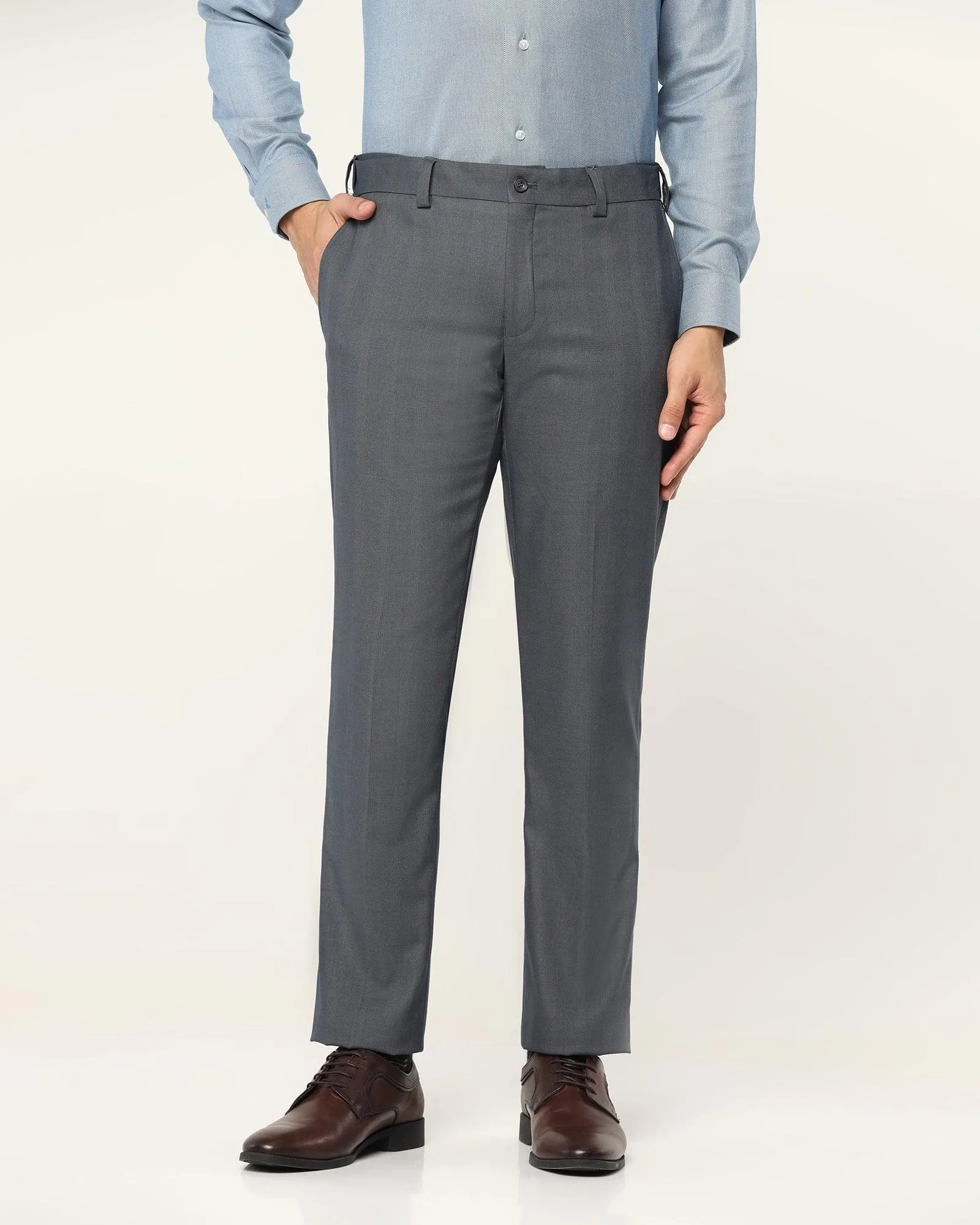 Slim Comfort B-95 Formal Charcoal Check Trouser - Cans