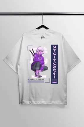 Street Ninja White Oversized Tee