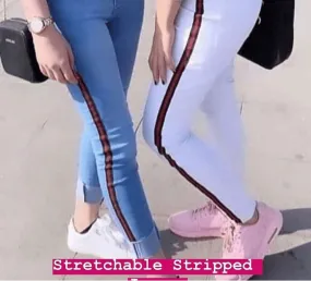 Stretchable strip Jeans