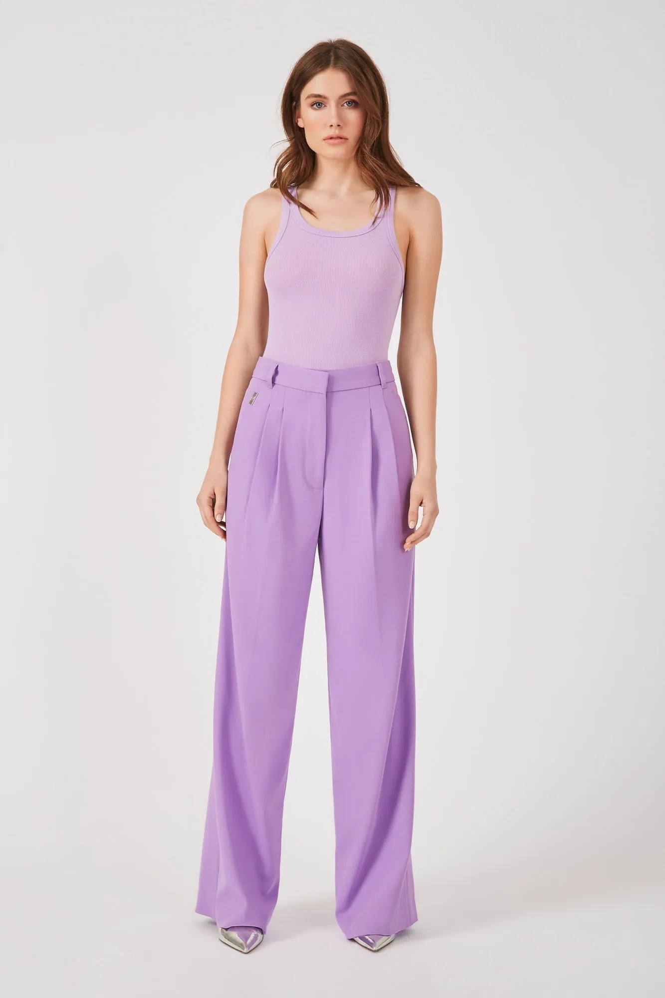 The Maccaden - Radiant Orchid Pleated Viscose Trouser