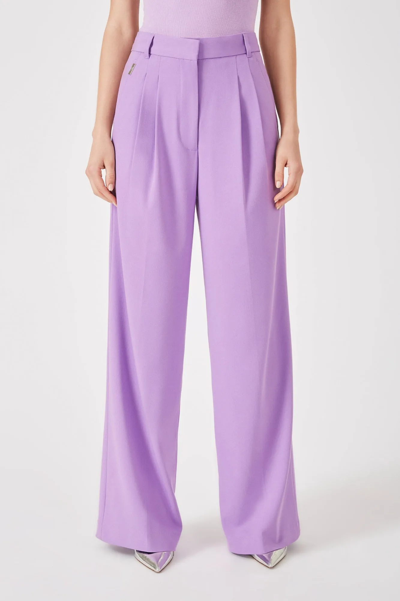 The Maccaden - Radiant Orchid Pleated Viscose Trouser