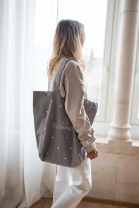 Tote bag Easy Clothes - gris à coeurs