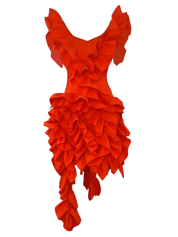 Trendy Backless Ruffle Mini Dress for Nights Out