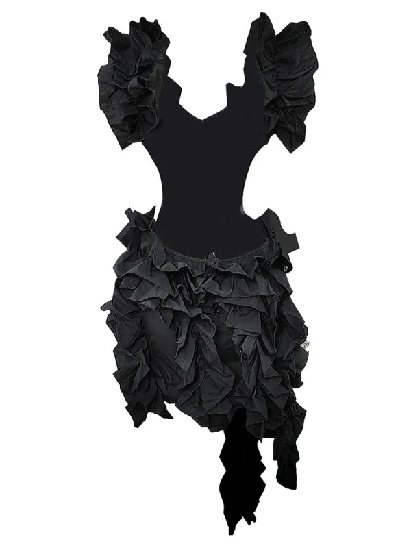 Trendy Backless Ruffle Mini Dress for Nights Out