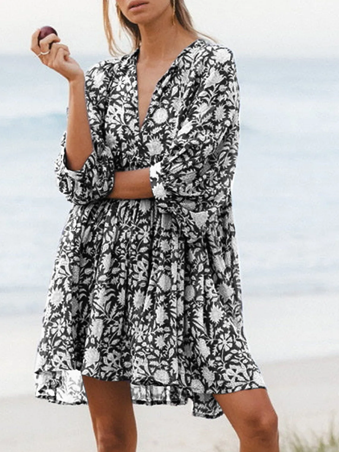 Trendy Floral Rope Dress