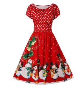 Trendy New Christmas Polka Dot Waist Dresses