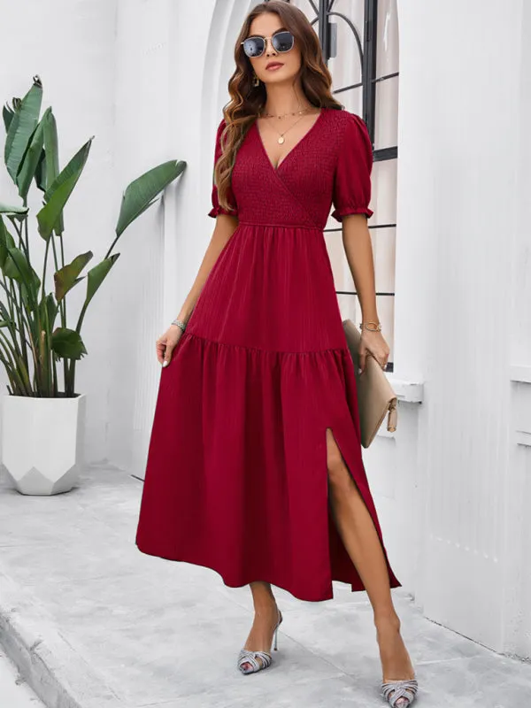 Trendy Smocked Bodice A-Line Midi Dress