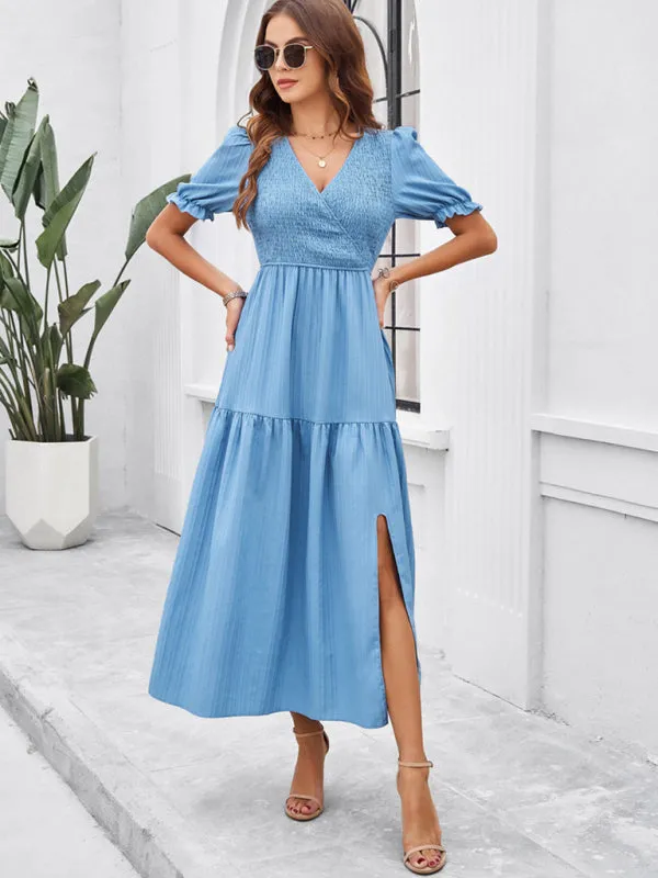 Trendy Smocked Bodice A-Line Midi Dress