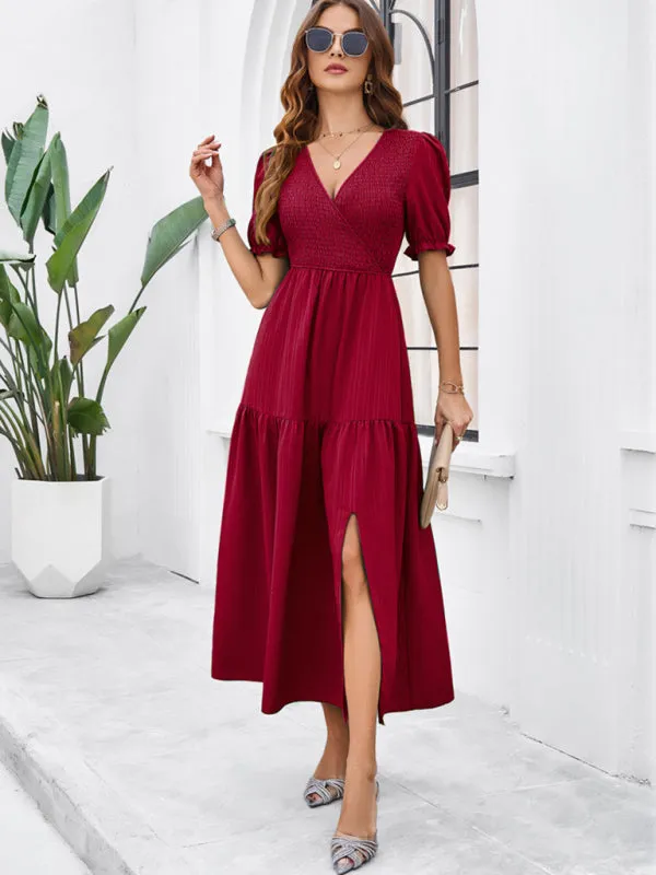 Trendy Smocked Bodice A-Line Midi Dress