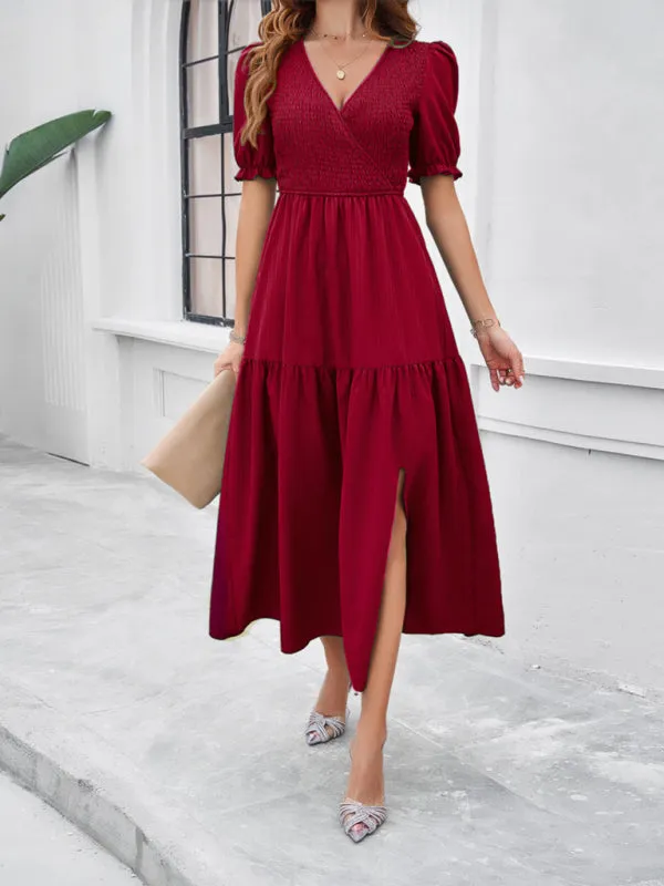 Trendy Smocked Bodice A-Line Midi Dress