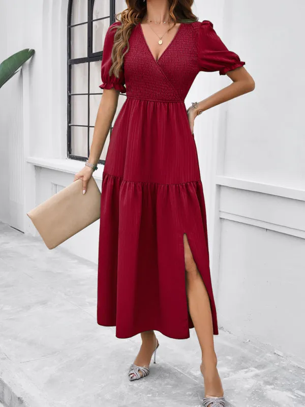 Trendy Smocked Bodice A-Line Midi Dress