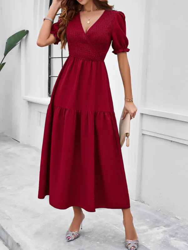 Trendy Smocked Bodice A-Line Midi Dress