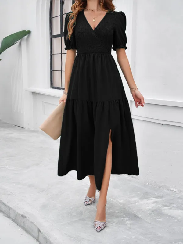 Trendy Smocked Bodice A-Line Midi Dress