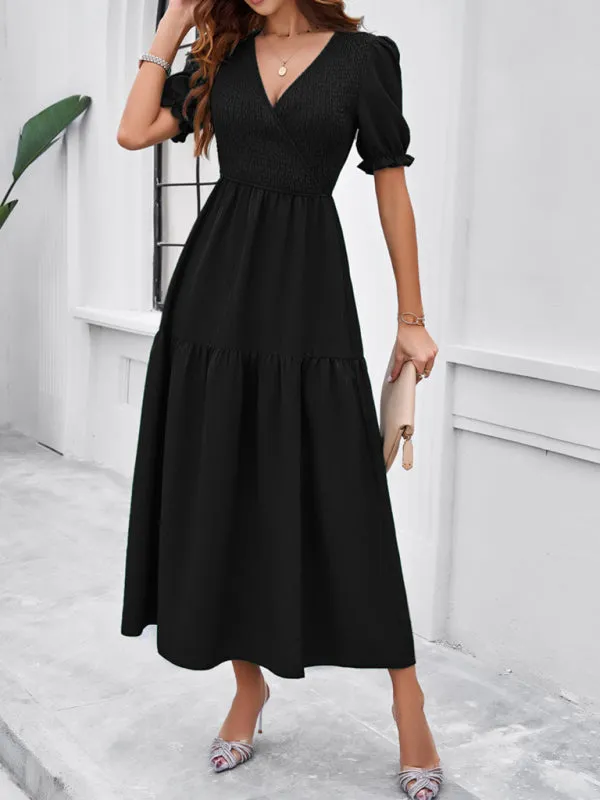 Trendy Smocked Bodice A-Line Midi Dress