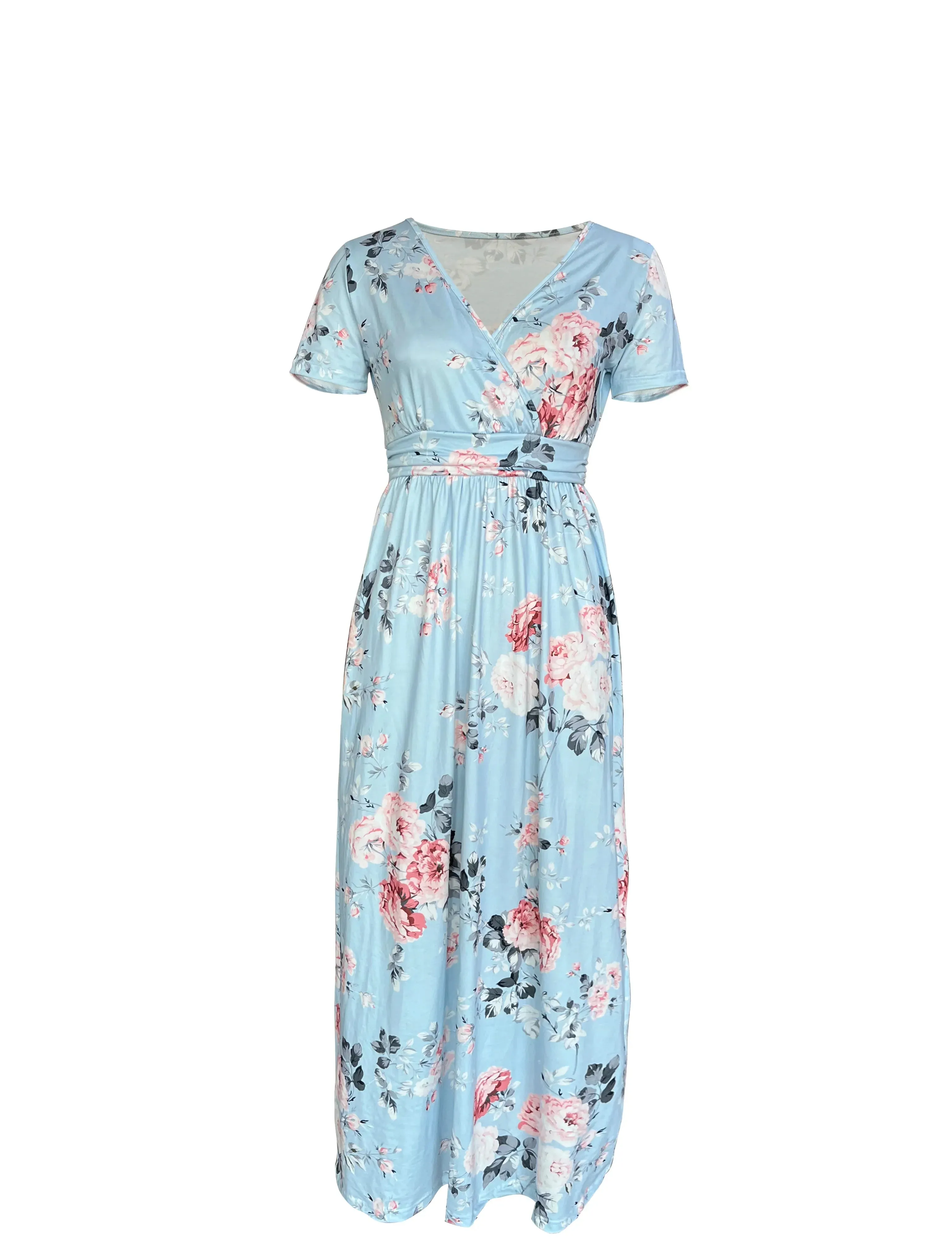 Trendy Surplice Floral Midi Dress for Casual Chic