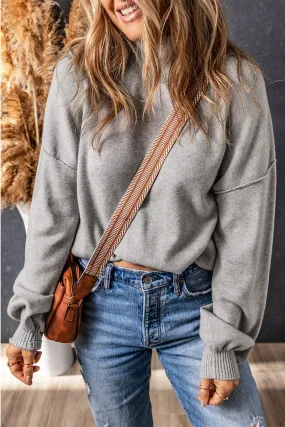 Turtleneck Bubble Sleeve Knit Sweater