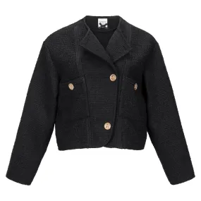 Tweed Bomber Jacket - Black