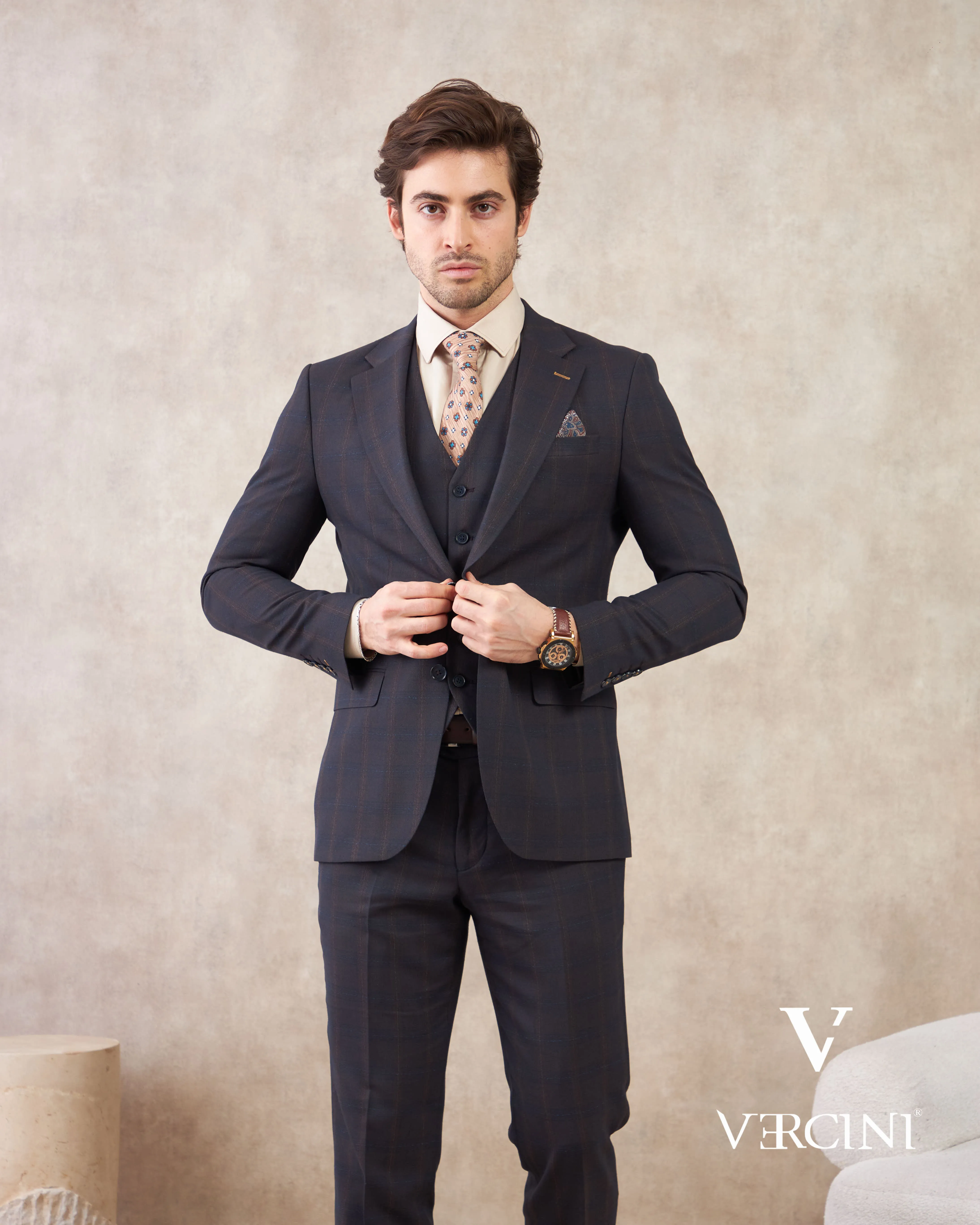 Vercini Regal Executive Three-Piece Men's Suit