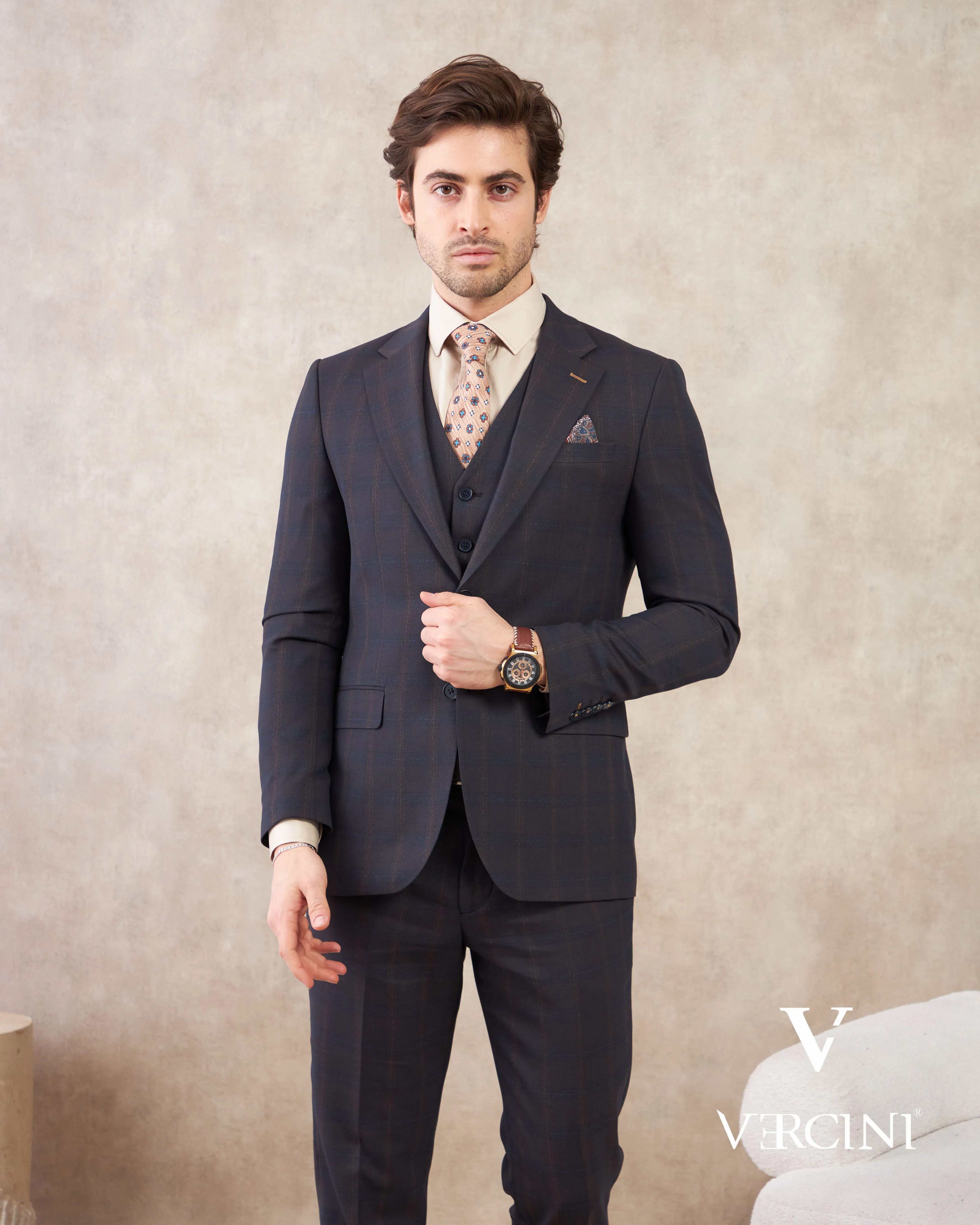 Vercini Regal Executive Three-Piece Men's Suit