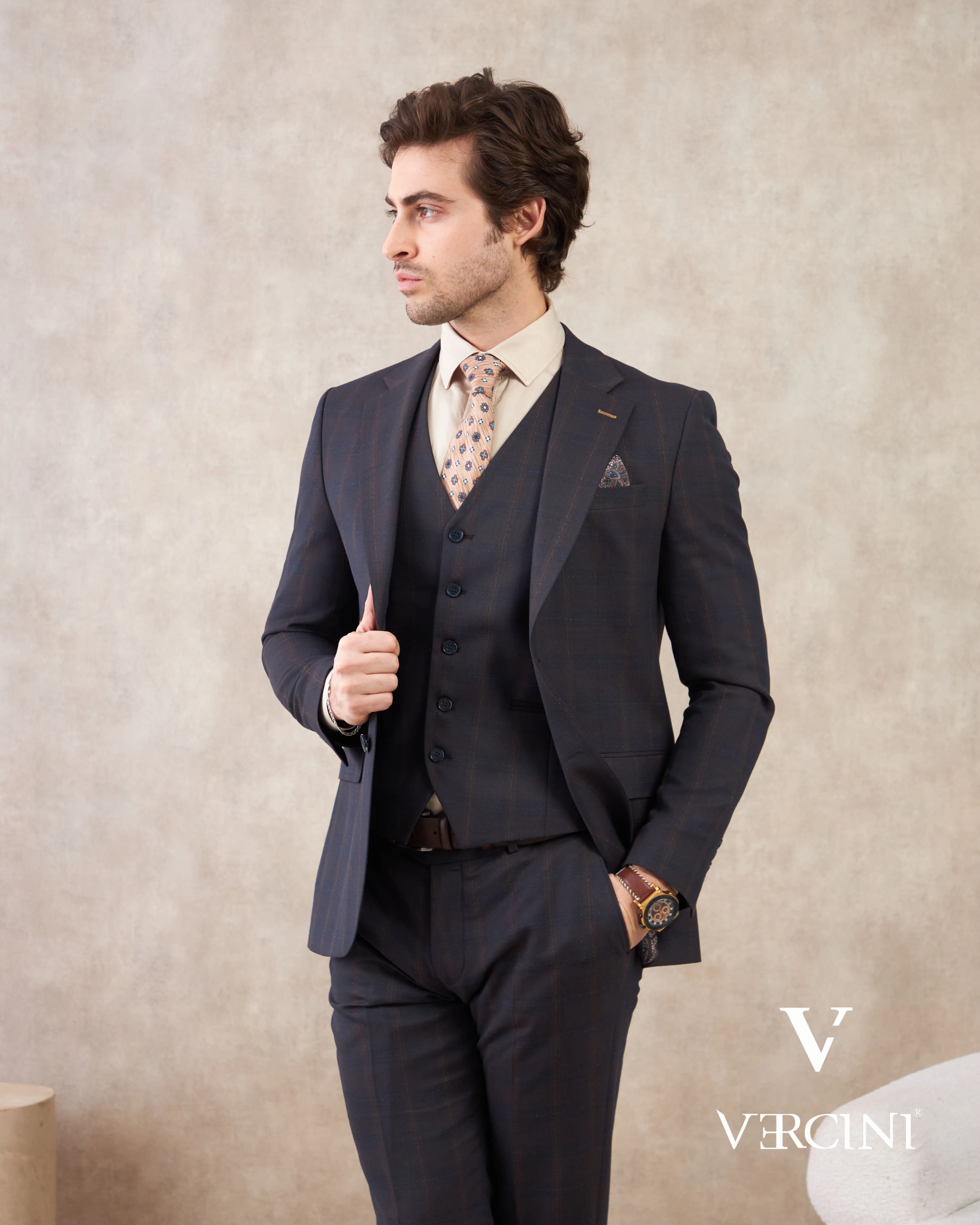 Vercini Regal Executive Three-Piece Men's Suit