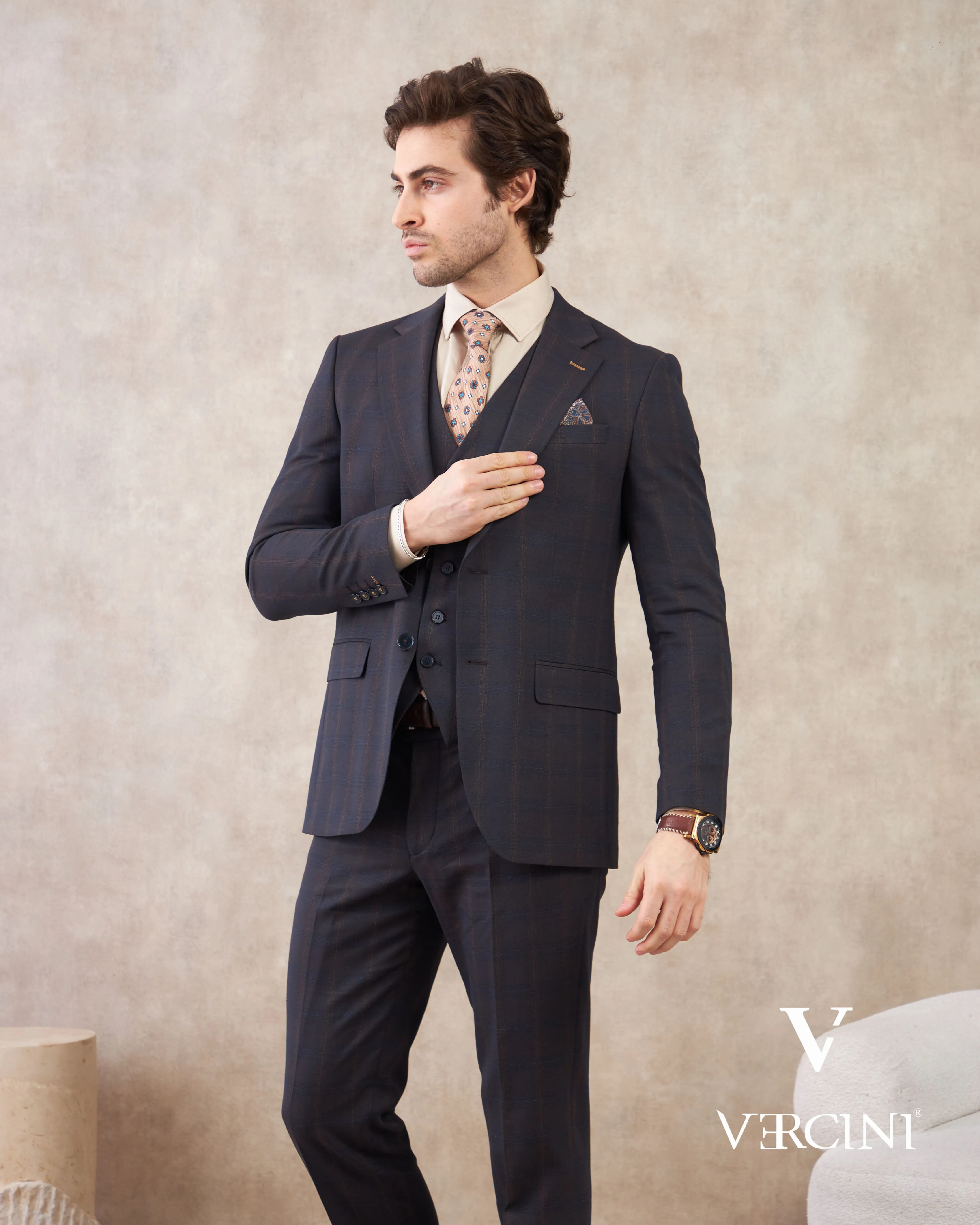 Vercini Regal Executive Three-Piece Men's Suit