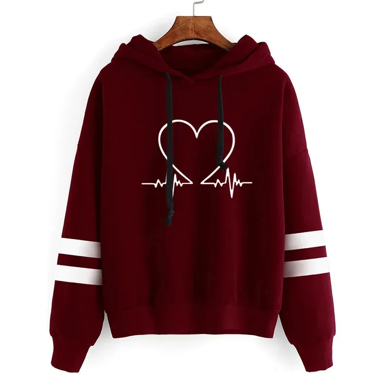 Woman Clothing Versatile Sweatshirts Casual Hoodies Comfortable Pullovers Slim Fit Soft Striped Lazy Style Jogging Daily Women's