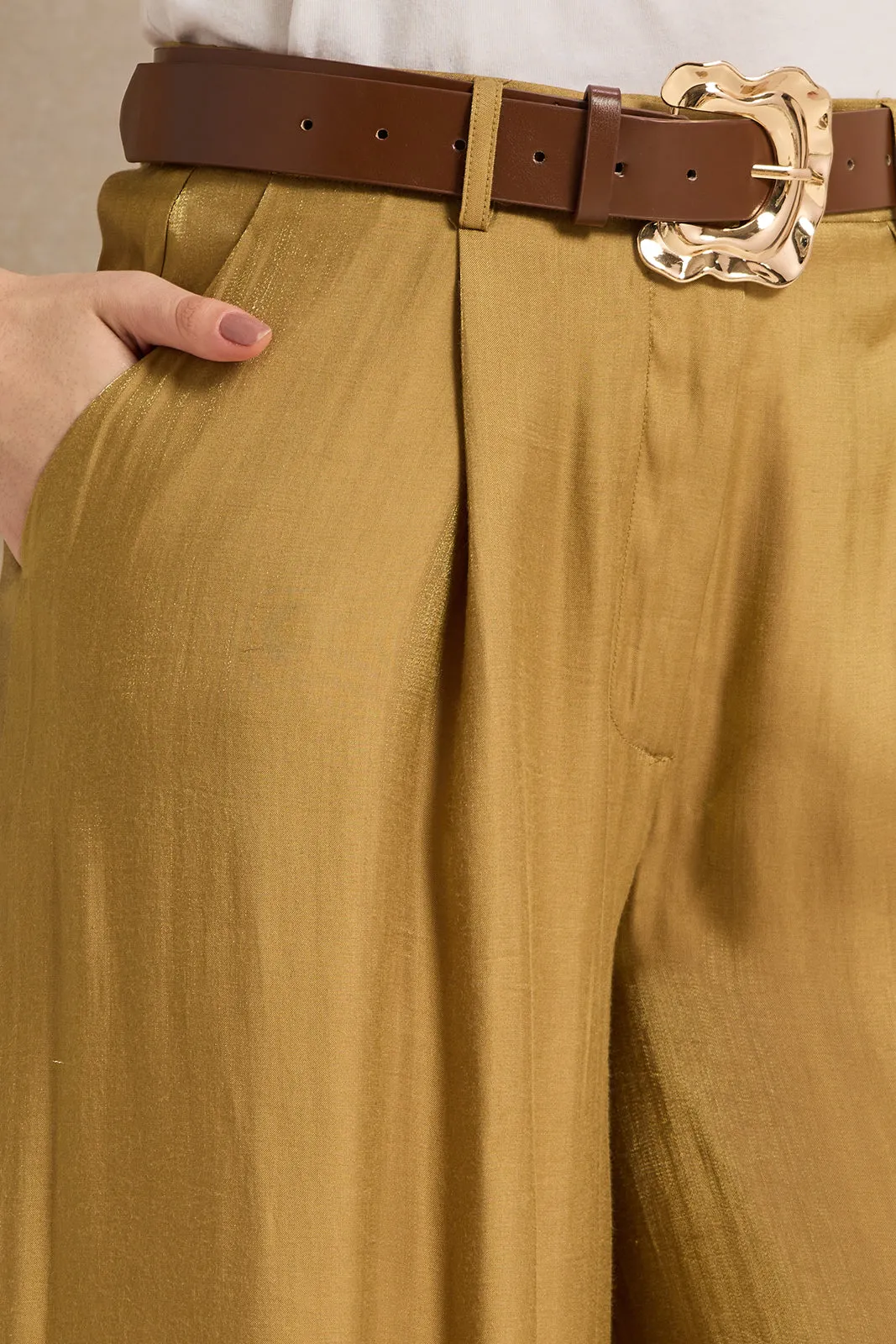 Women Gold Flared Trousers