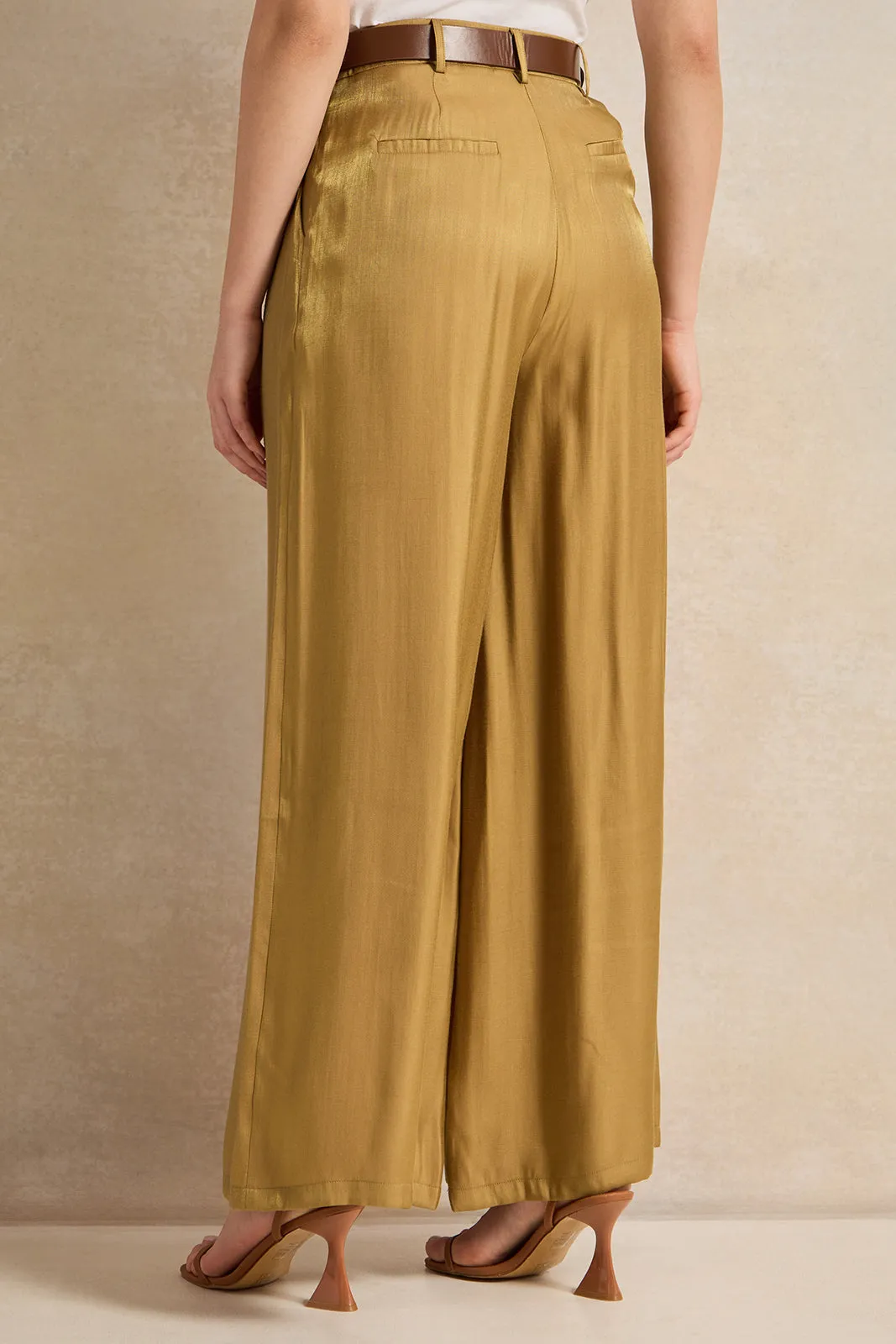 Women Gold Flared Trousers