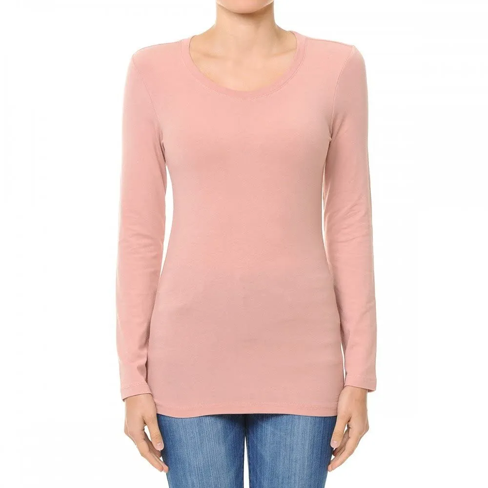 Women's Basic Long Sleeve Crewneck T-Shirt Basic Cotton Tee Top