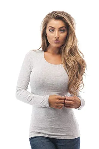 Women's Basic Long Sleeve Crewneck T-Shirt Basic Cotton Tee Top