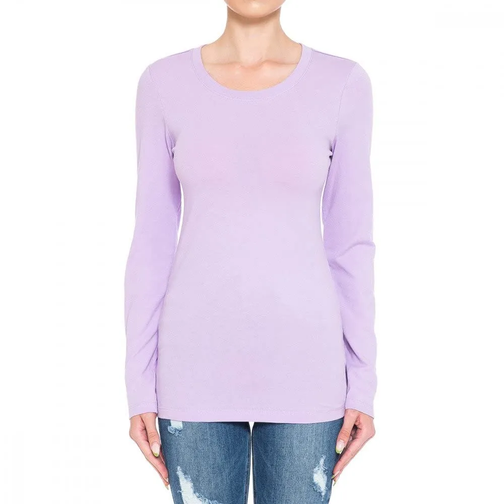 Women's Basic Long Sleeve Crewneck T-Shirt Basic Cotton Tee Top