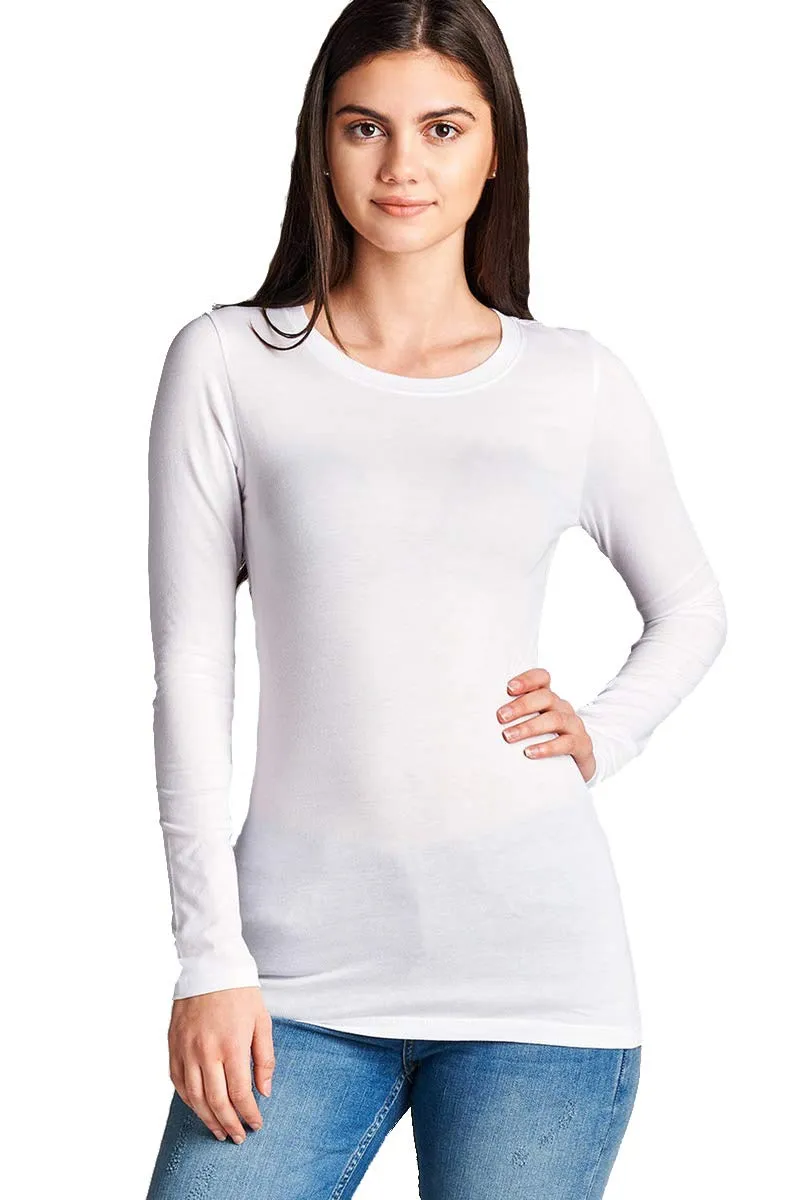 Women's Basic Long Sleeve Crewneck T-Shirt Basic Cotton Tee Top