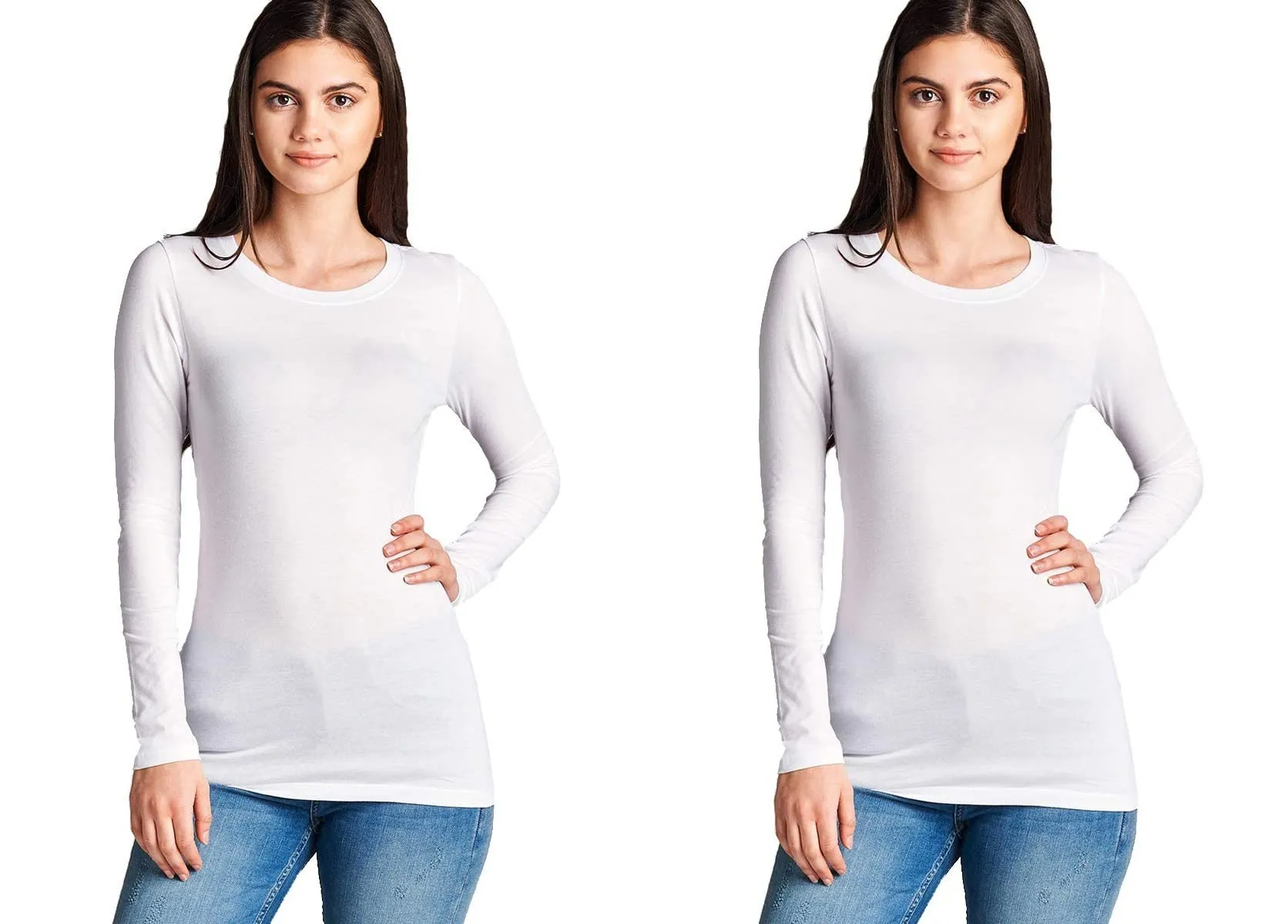 Women's Basic Long Sleeve Crewneck T-Shirt Basic Cotton Tee Top