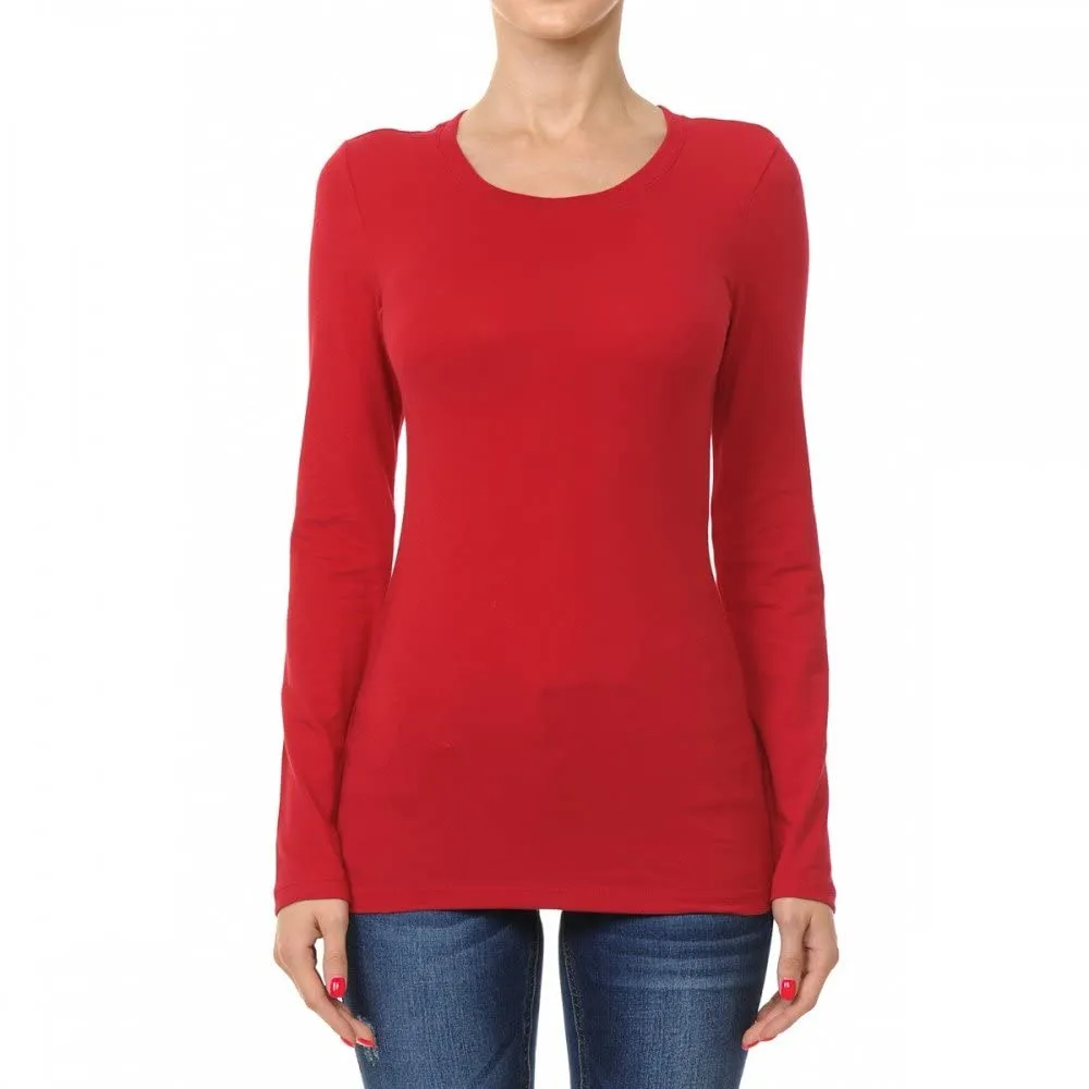 Women's Basic Long Sleeve Crewneck T-Shirt Basic Cotton Tee Top