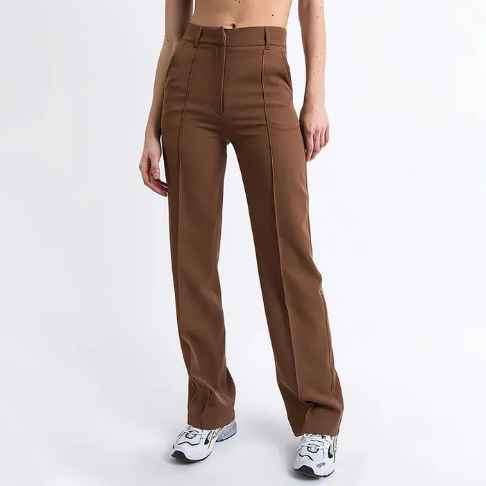 Women's Elegant High-Waisted Straight-Leg Trousers with Pockets | Perfect for Everyday Wear