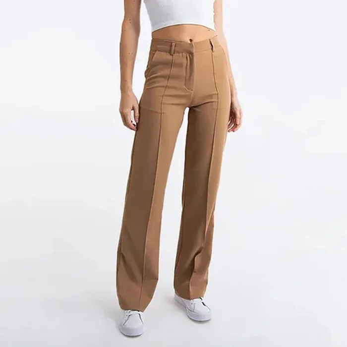 Women's Elegant High-Waisted Straight-Leg Trousers with Pockets | Perfect for Everyday Wear