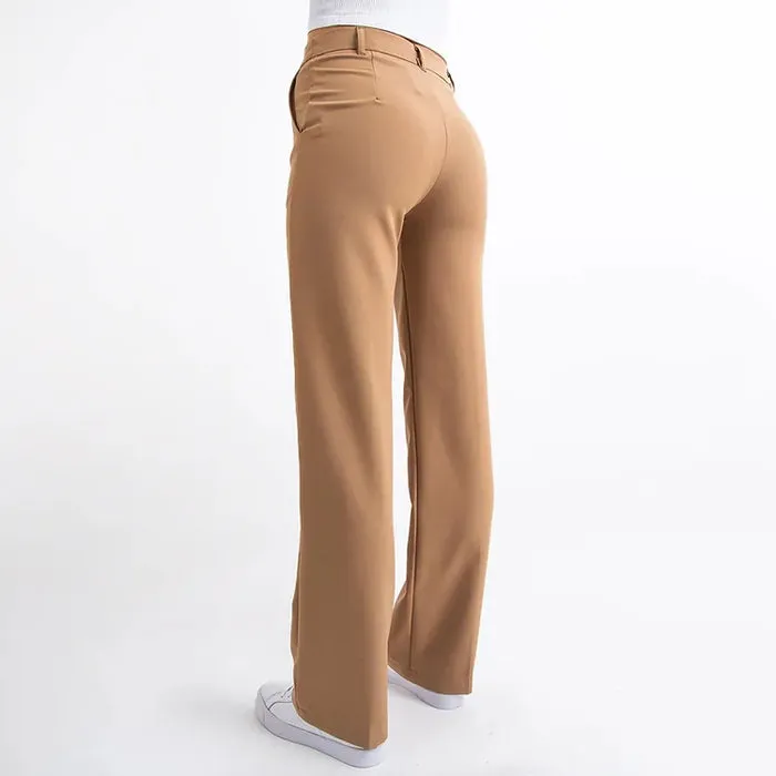 Women's Elegant High-Waisted Straight-Leg Trousers with Pockets | Perfect for Everyday Wear