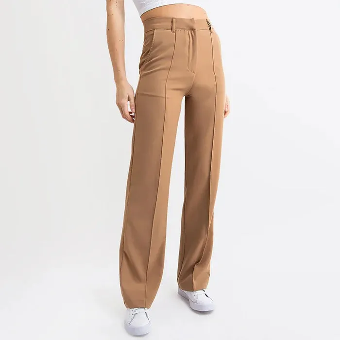 Women's Elegant High-Waisted Straight-Leg Trousers with Pockets | Perfect for Everyday Wear