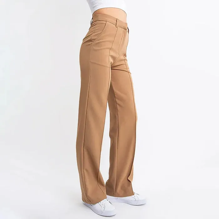 Women's Elegant High-Waisted Straight-Leg Trousers with Pockets | Perfect for Everyday Wear